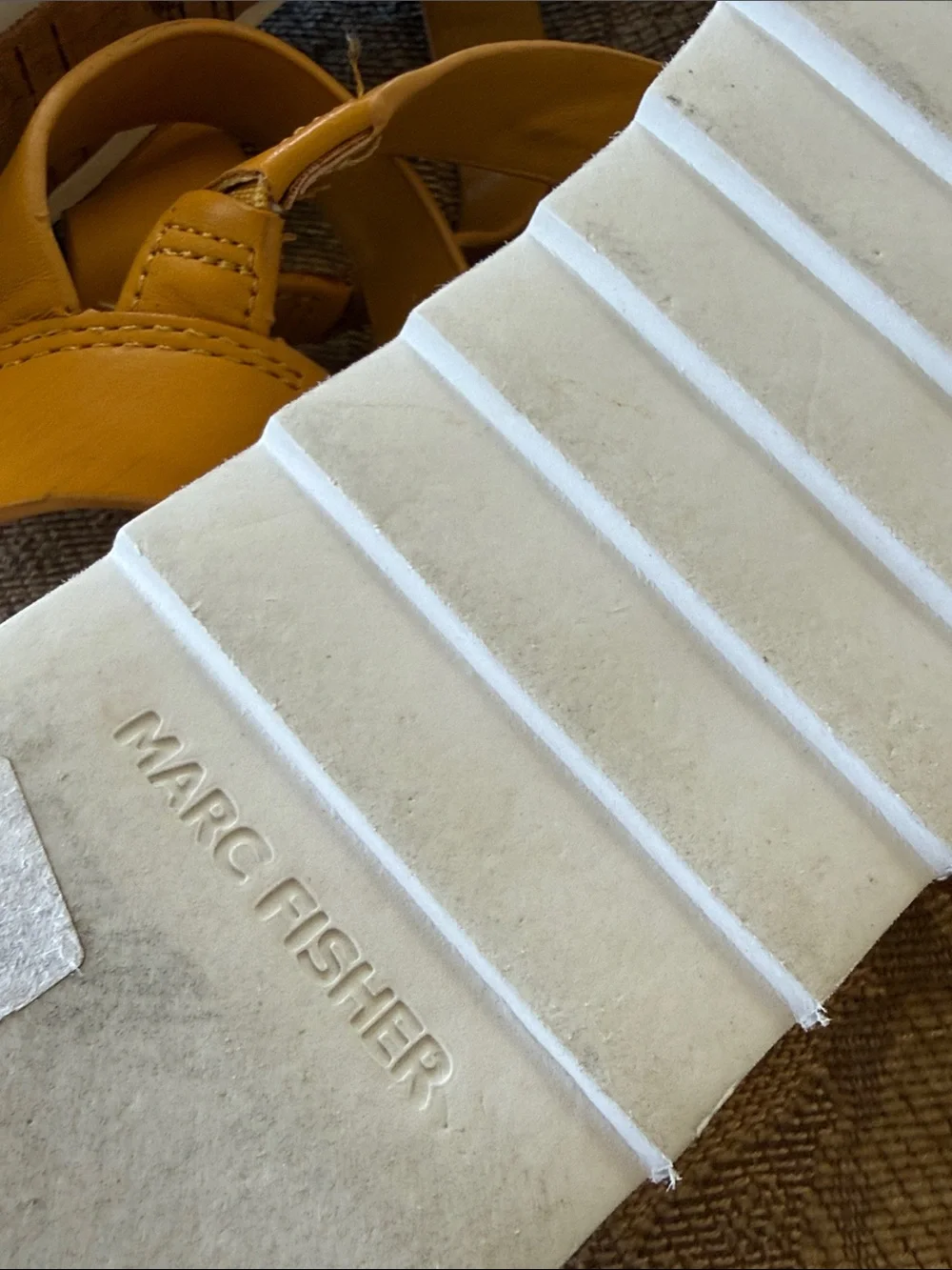 Marc Fisher Mustard Yellow Leather Platform Sandals‎ 7.5